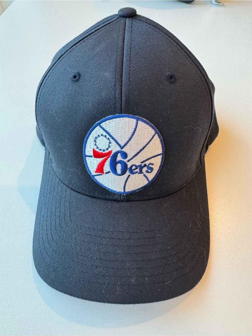 Mitchell & Ness Navy 76ers Embroidered Baseball Cap (Men S-M flexfit)